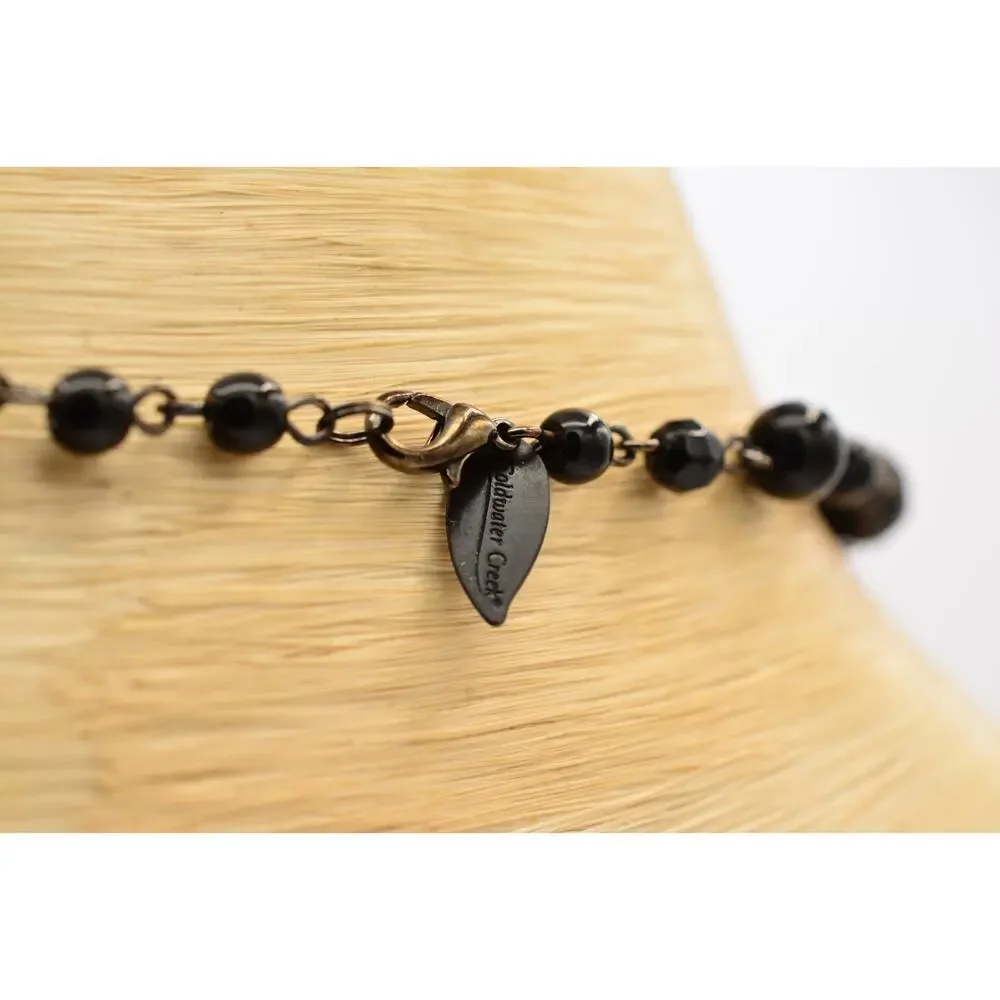 Coldwater Creek Vintage Black Rhinestone Teardrop Tassel Statement Necklace BinY